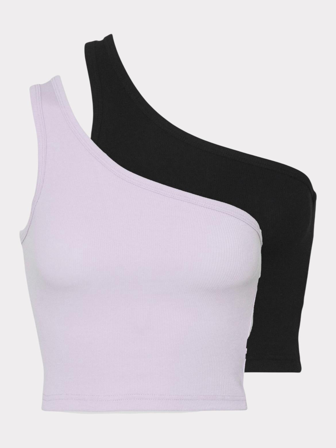 WEEKDAY TOP FEMME VIOLET NOIR X2