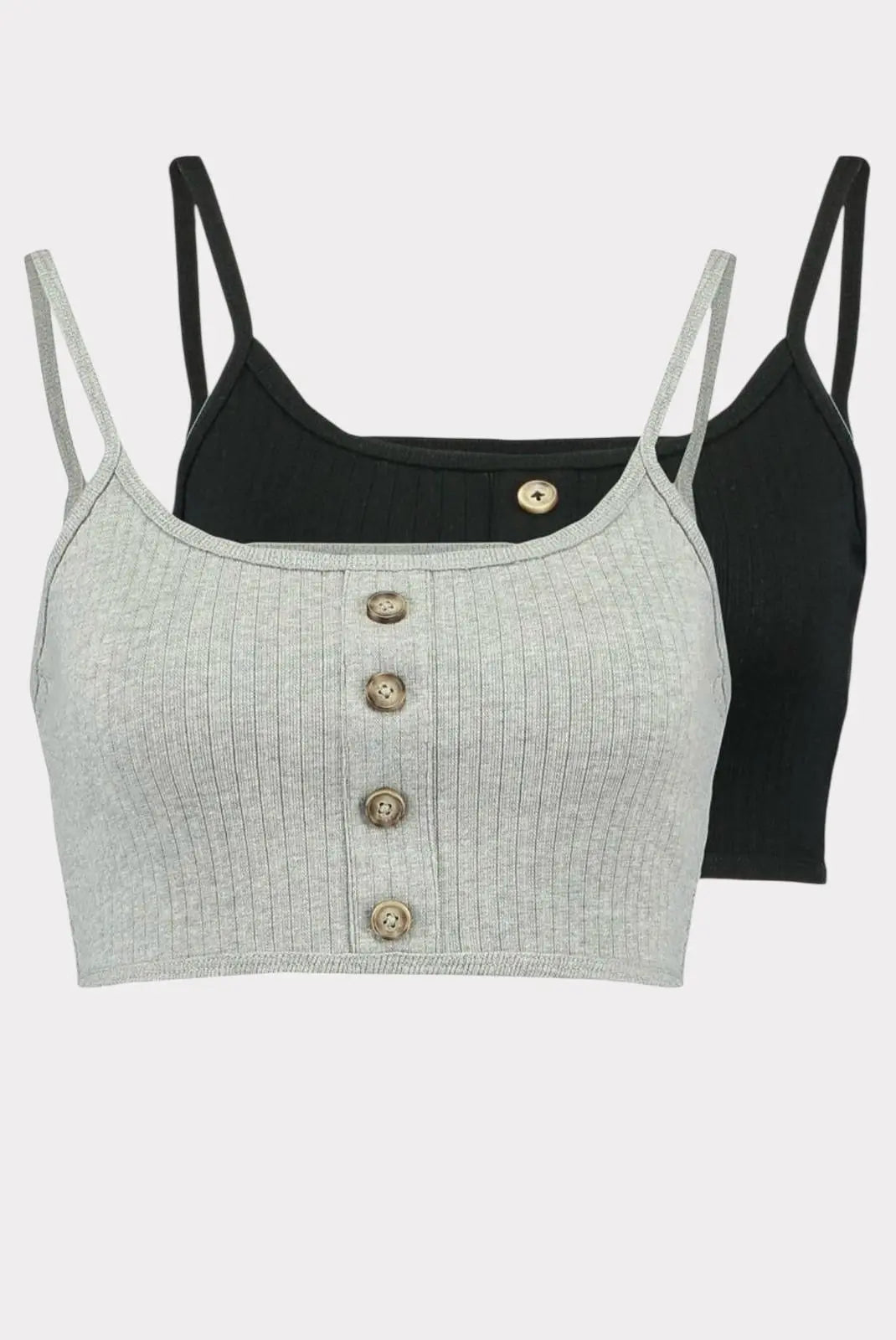 MISSGUIDED TOP COURT NOIR ET GRIS FEMME X2 MISSGUIDED