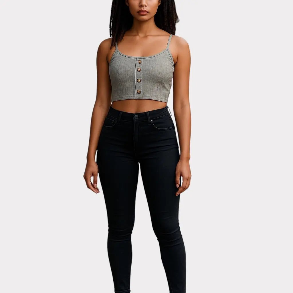 MISSGUIDED TOP COURT NOIR ET GRIS FEMME X2 MISSGUIDED