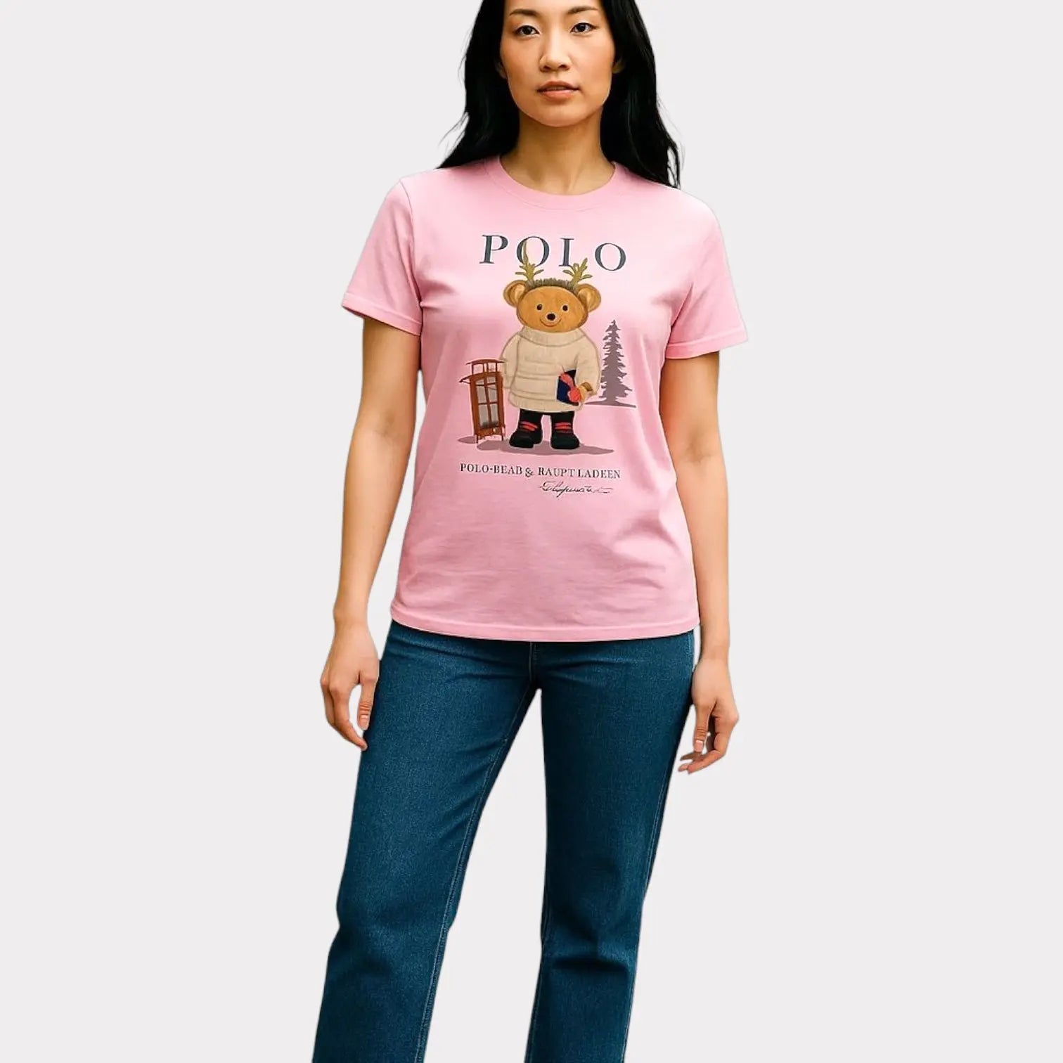 RALPH LAUREN BEAR T-SHIRT FEMME ROSÉ RALPH LAUREN