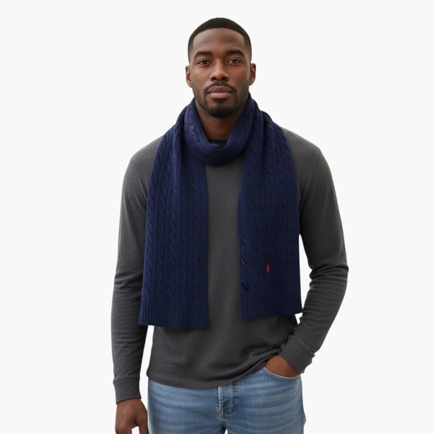 RALPH LAUREN ECHARPE BLEU/ NAVY BLUE - MIXTE