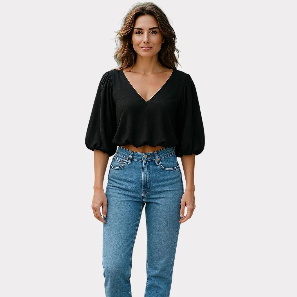 LINDEX TOP COURT NOIR FEMME LINDEX