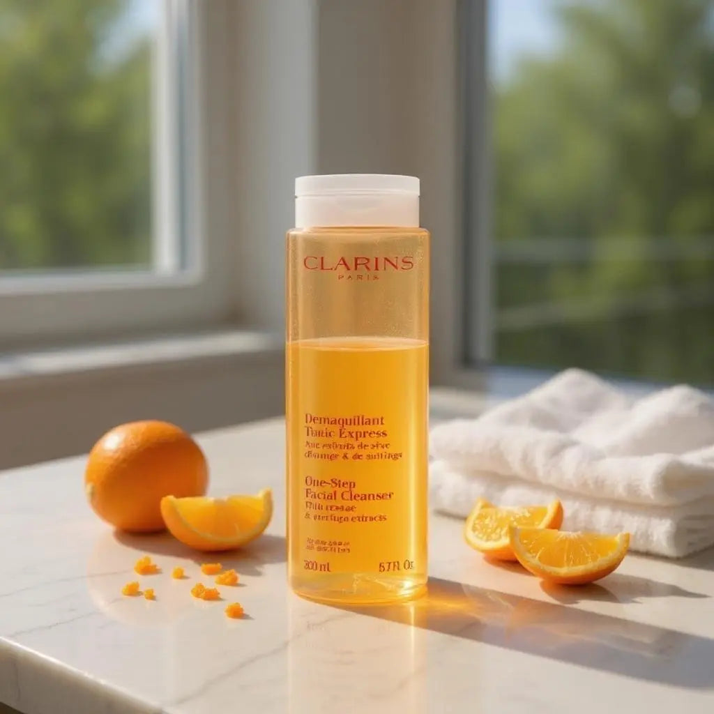 CLARINS DÉMAQUILLANT TONIC EXPRESS AUX EXTRAITS DE SÈVE D'ORANGE & DE MORINGA 200 ML - UNIQFRENCH